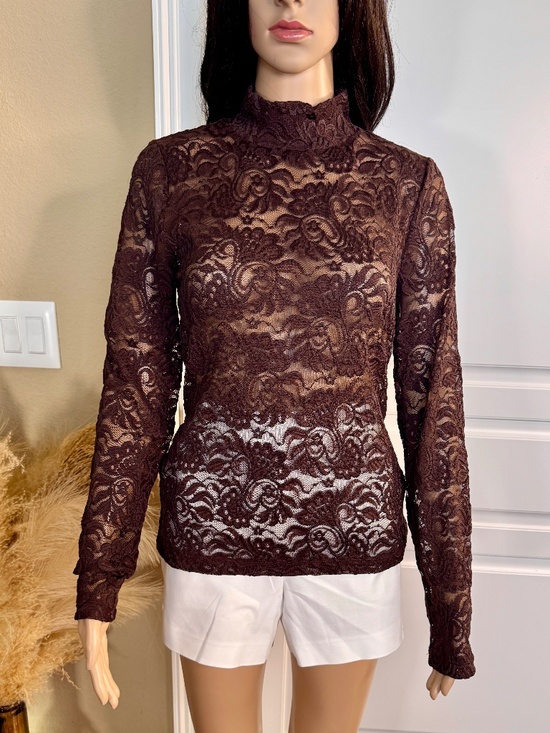 LOFT Tops - LOFT LACE LONG SLEEVE TURTLENECK TOP - MEDIUM